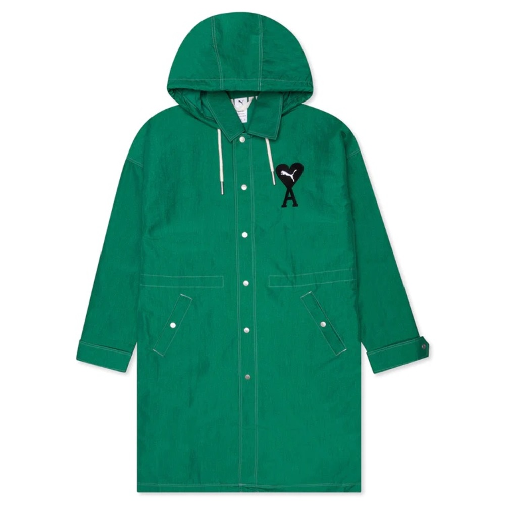 Puma X AMI Lightweight Logo Hooded Jacket in Verdant Green